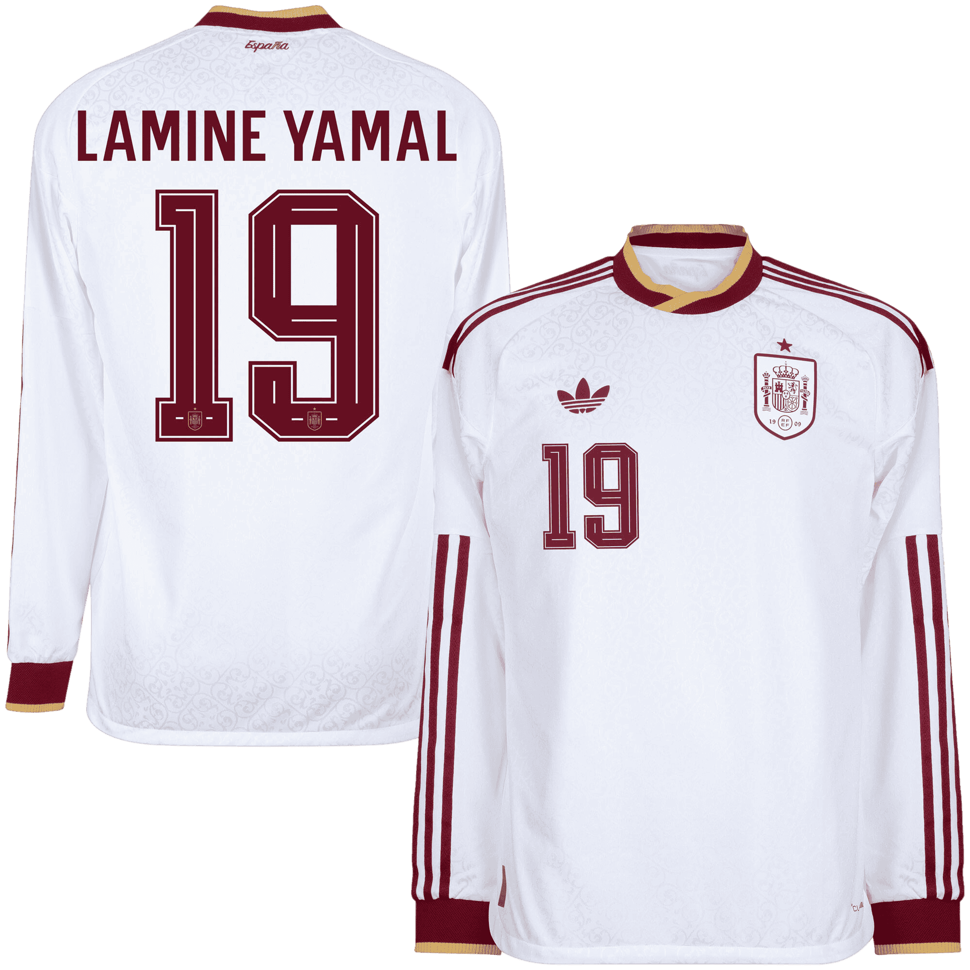  Lamine Yamal 19 ホワイトシャツ Spain LAMINE YAMAL #19 Away World Cup 2026 Long Sleeve Jersey