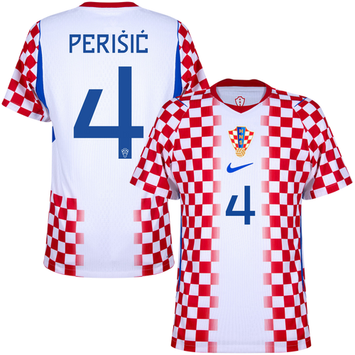 Croatia PERIŠIĆ #4 Home World Cup 2026 Jersey Player's Version Red & White Men's