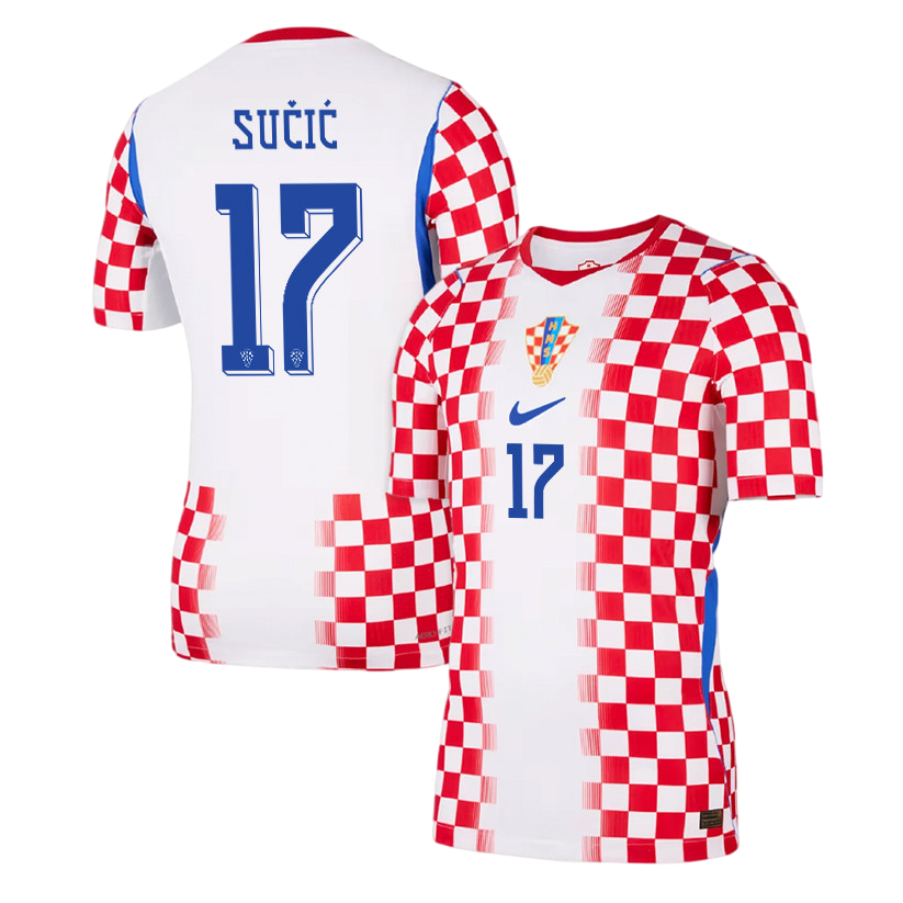 Croatia SUČIĆ #17 Home World Cup 2026 Jersey Red & White Men's