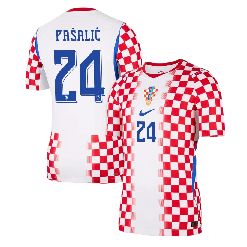 Croatia PAŠALIĆ #24 Home World Cup 2026 Jersey Red & White Men's