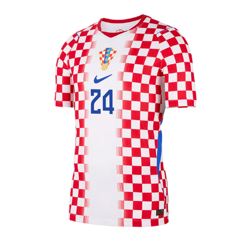 Croatia PAŠALIĆ #24 Home World Cup 2026 Jersey Red & White Men's