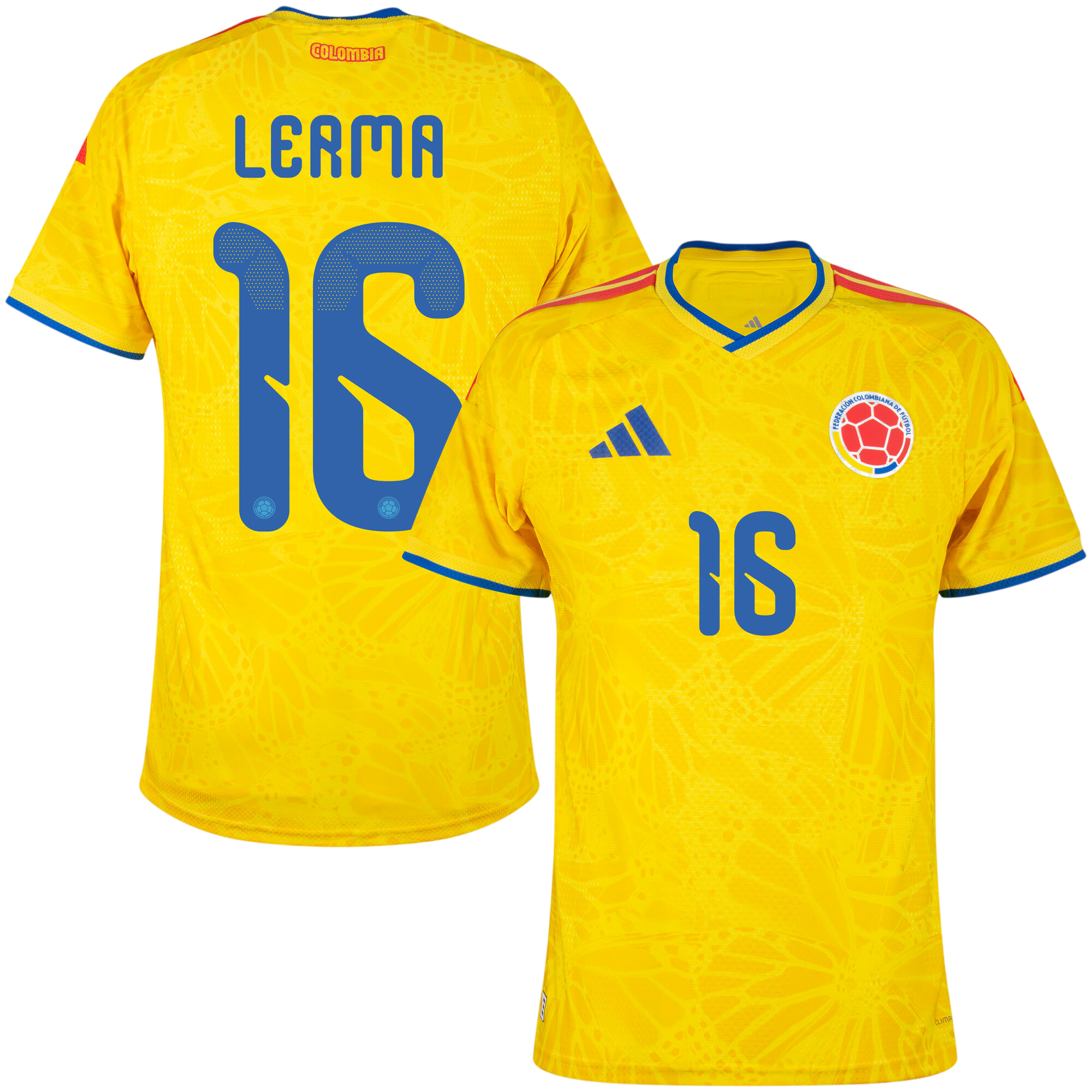 Colombia LERMA #16 Home World Cup 2026 Jersey Player's Version Yellow Men's