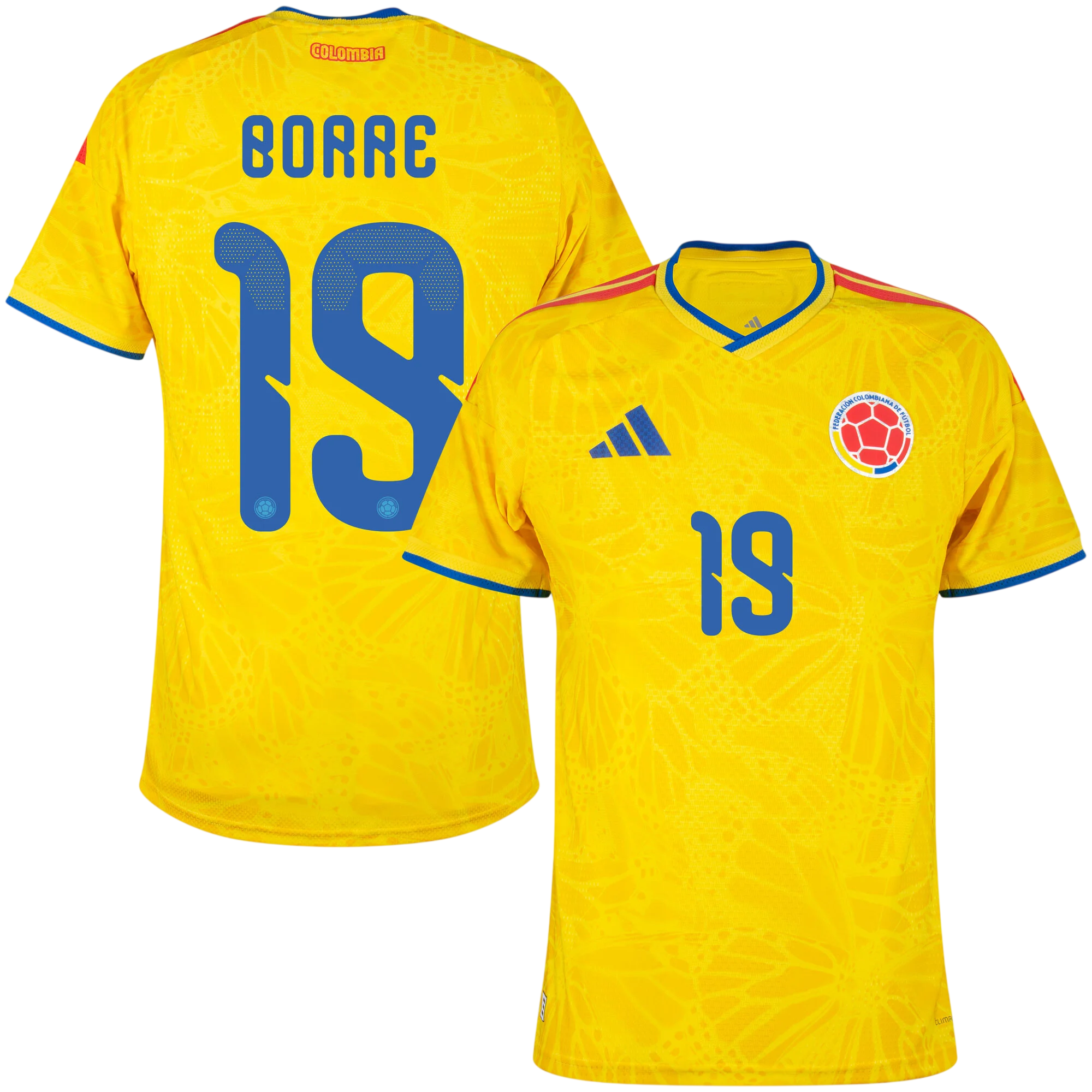 Colombia BORRE #19 Home World Cup 2026 Jersey Player's Version Yellow Men's