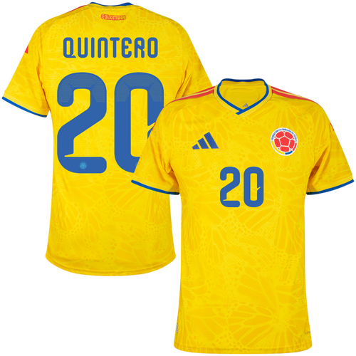 Colombia QUINTERO #20 Home World Cup 2026 Jersey Player's Version Yellow Men's