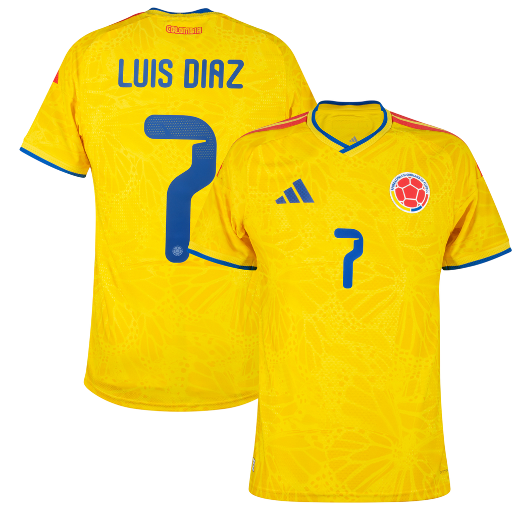 Colombia LUIS DIAZ #7 Home World Cup 2026 Jersey Player's Version Yellow Men's