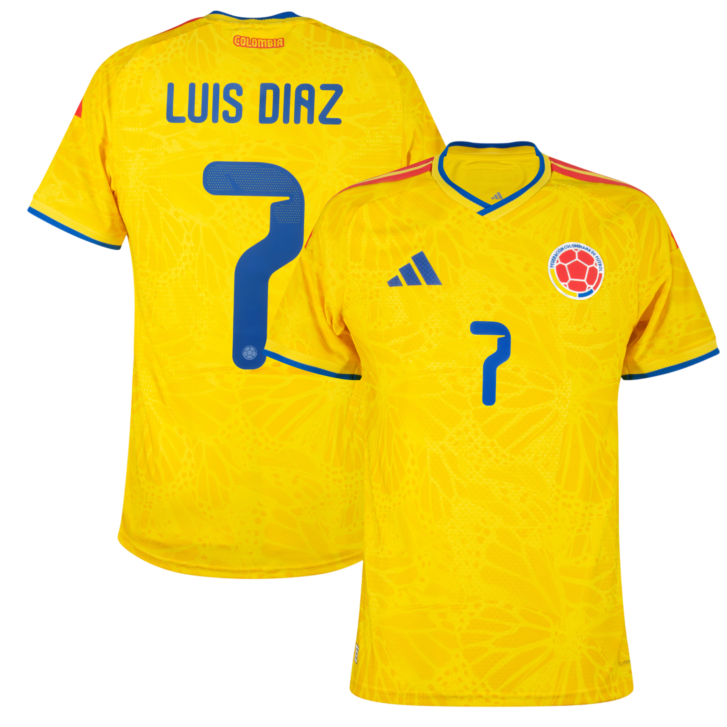 Colombia LUIS DIAZ #7 Home World Cup 2026 Jersey Player's Version Yellow Men's