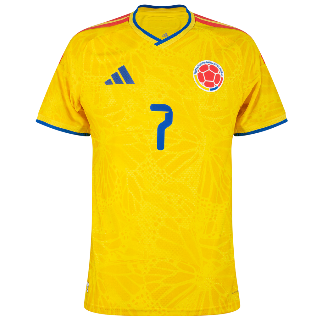 Colombia LUIS DIAZ #7 Home World Cup 2026 Jersey Player's Version Yellow Men's