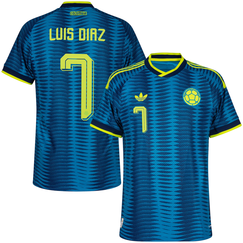 Colombia LUIS DIAZ #7 Away World Cup 2026 Jersey Player's Version Blue Men's