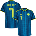Colombia LUIS DIAZ #7 Away World Cup 2026 Jersey Player's Version Blue Men's