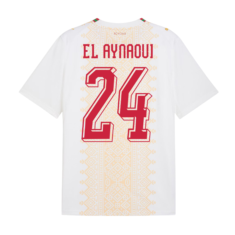 Morocco EL AYNAOUI #24 Away World Cup 2026 Jersey White Men's