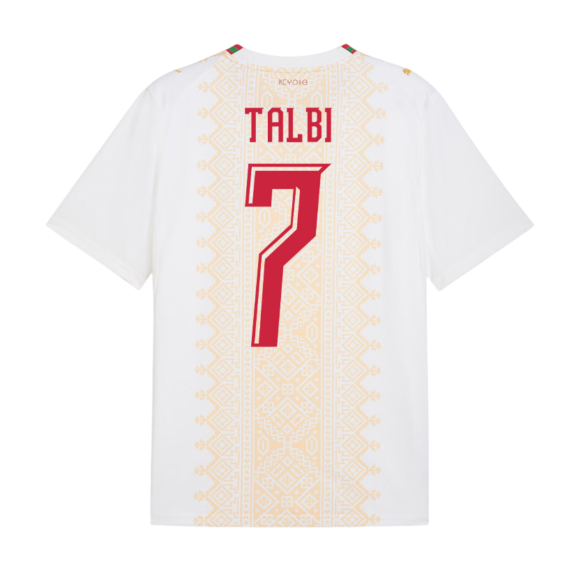 Morocco TALBI #7 Away World Cup 2026 Jersey White Men's