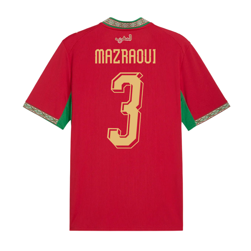 Morocco MAZRAOUI #3 Home World Cup 2026 Jersey Red Men's