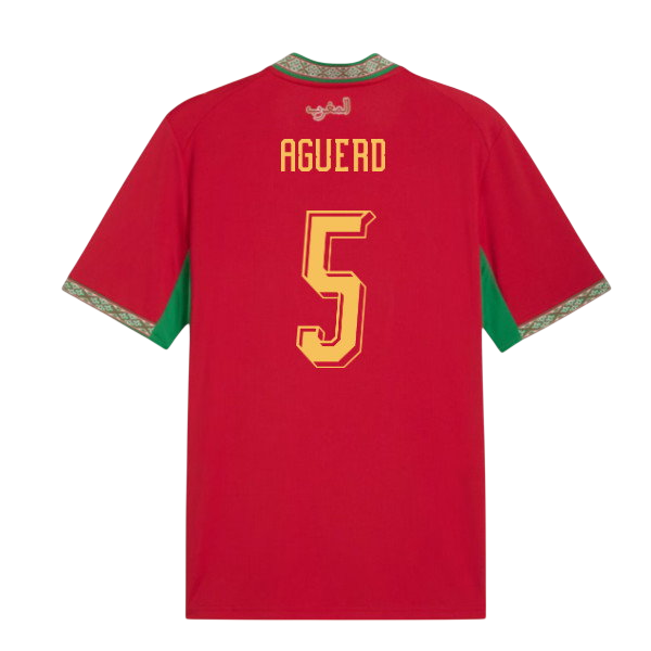 Morocco AGUERD #5 Home World Cup 2026 Jersey Red Men's
