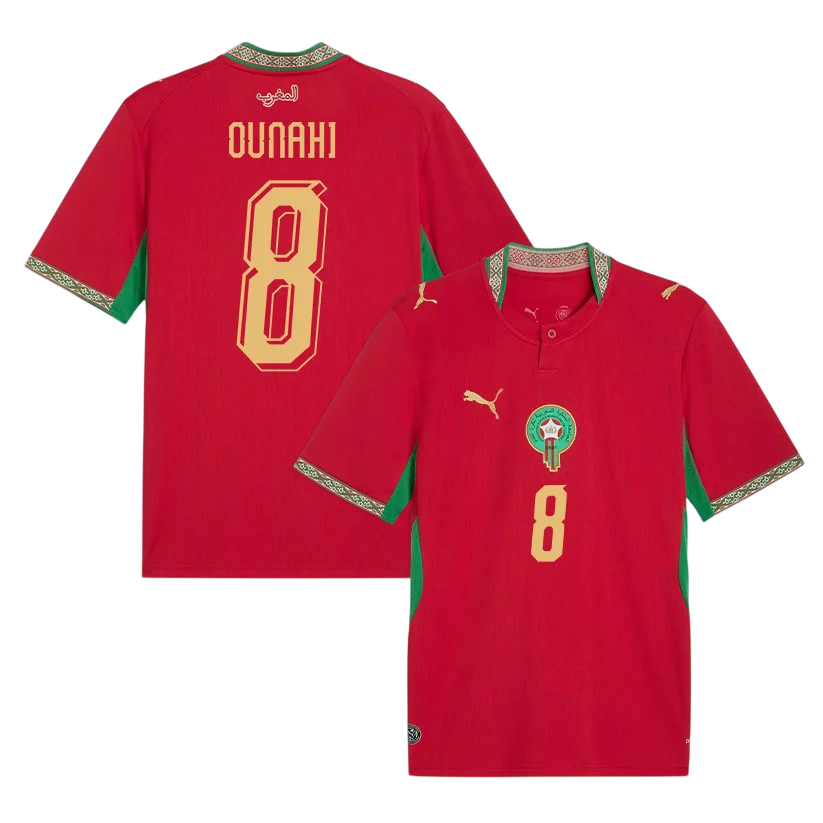 Morocco OUNAHI #8 Home World Cup 2026 Jersey Red Men's