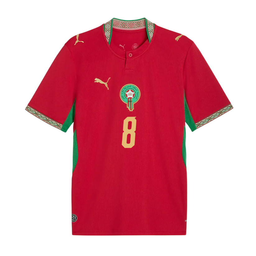 Morocco OUNAHI #8 Home World Cup 2026 Jersey Red Men's