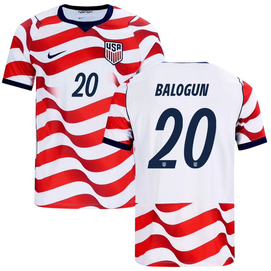 USA BALOGUN #20 Home World Cup 2026 Jersey Red & White Men's
