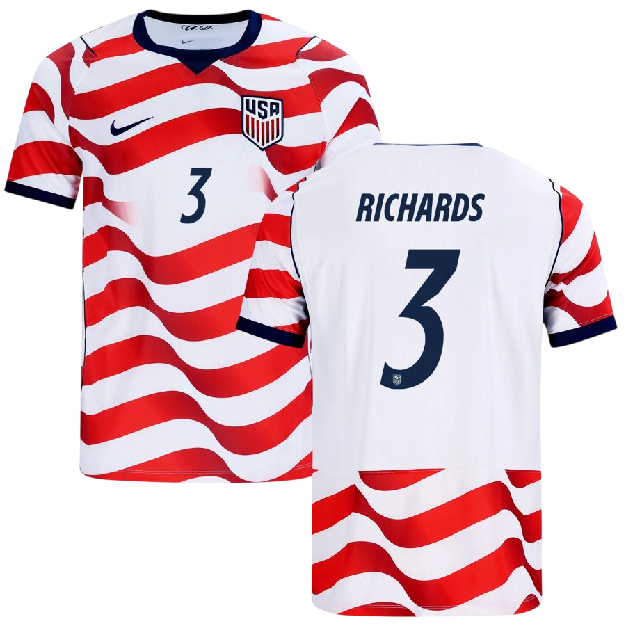 USA RICHARDS #3 Home World Cup 2026 Jersey Red & White Men's