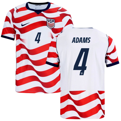 USA ADAMS #4 Home World Cup 2026 Jersey Red & White Men's