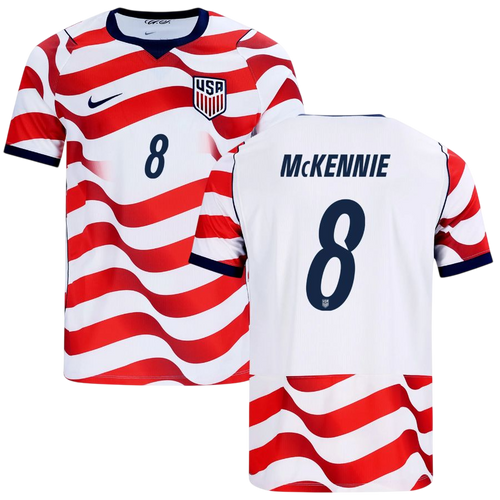 USA McKENNIE #8 Home World Cup 2026 Jersey Red & White Men's