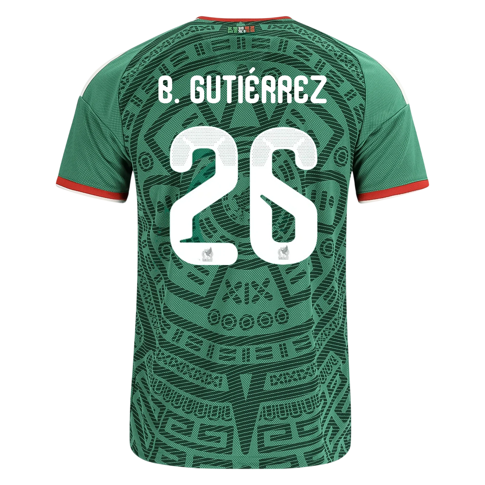 Mexico B. GUTIERREZ #26 Home World Cup 2026 Jersey Green Men's