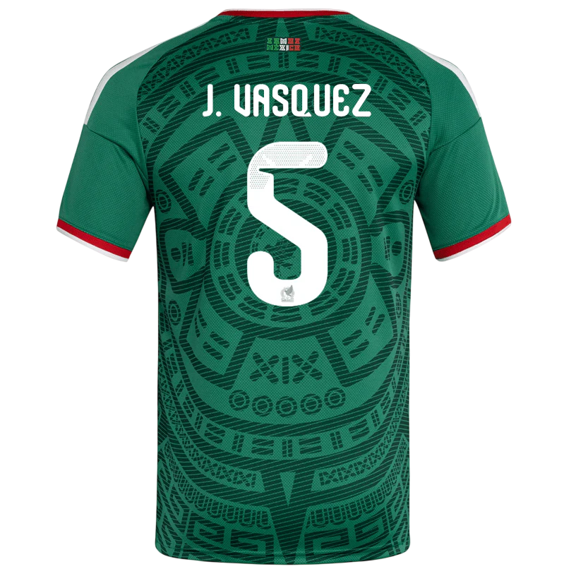 Mexico J. VASQUEZ #5 Home World Cup 2026 Jersey Green Men's