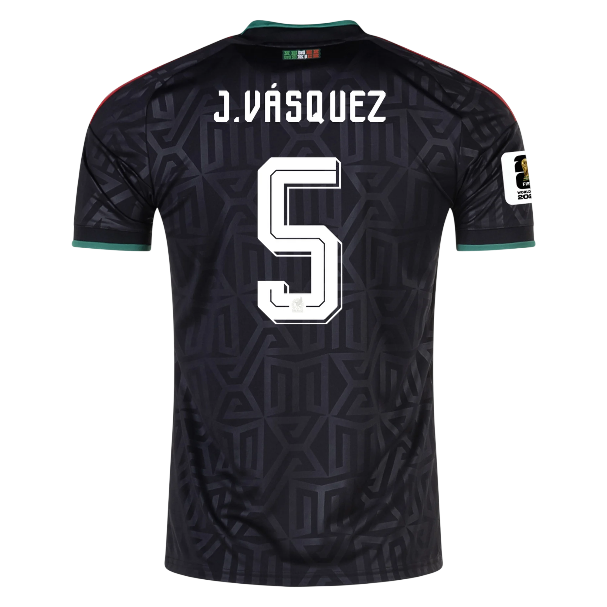 Mexico J. VASQUEZ #5 Third World Cup 2026 Jersey Black Men's