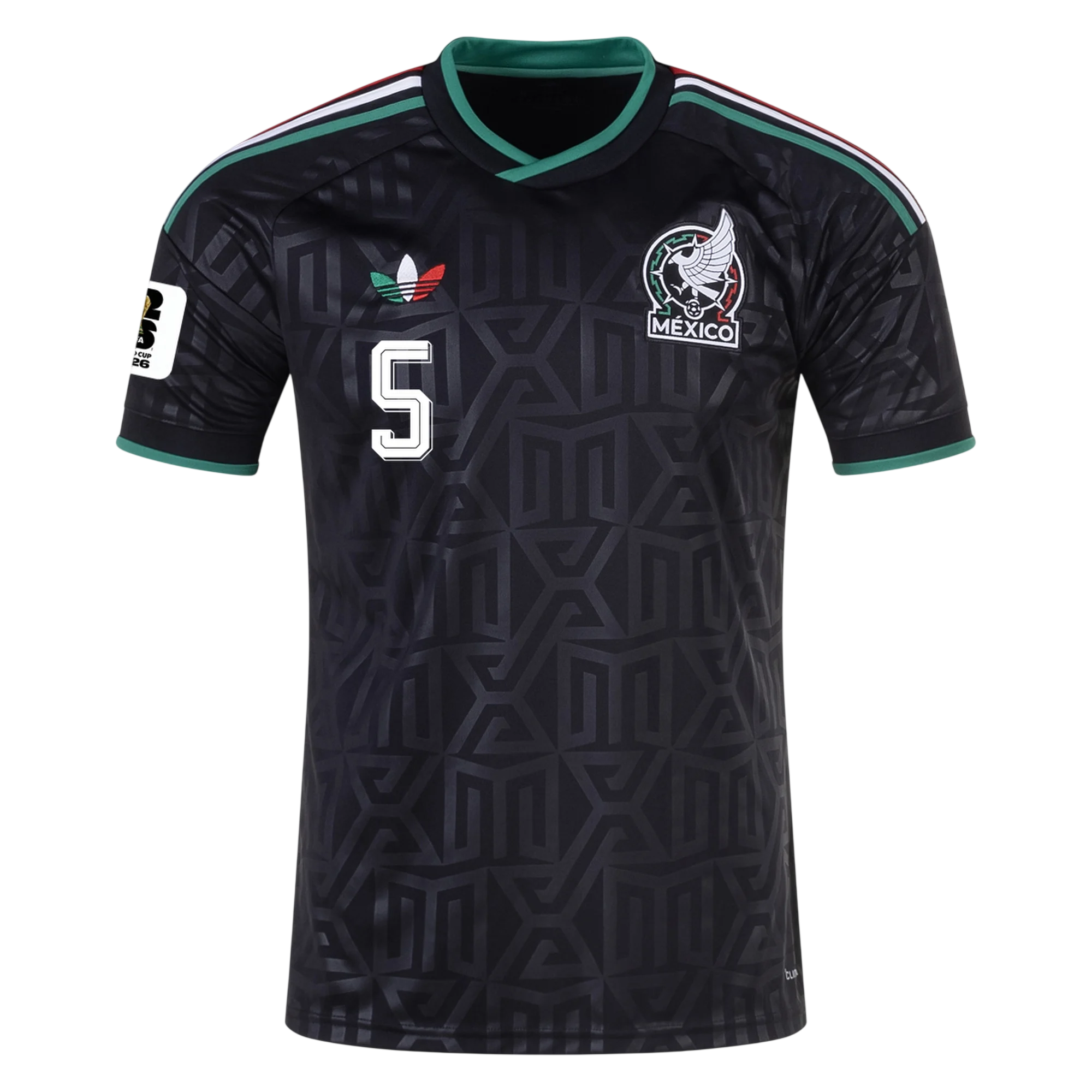 Mexico J. VASQUEZ #5 Third World Cup 2026 Jersey Black Men's