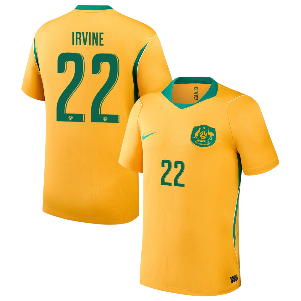 Australia IRVINE #22 Home World Cup 2026 Jersey Yellow Men's