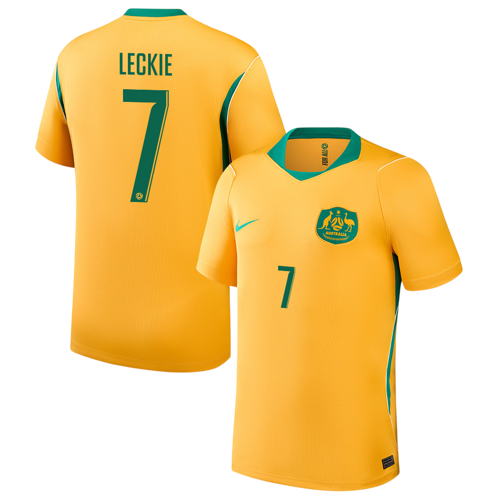 Australia LECKIE #7 Home World Cup 2026 Jersey Yellow Men's