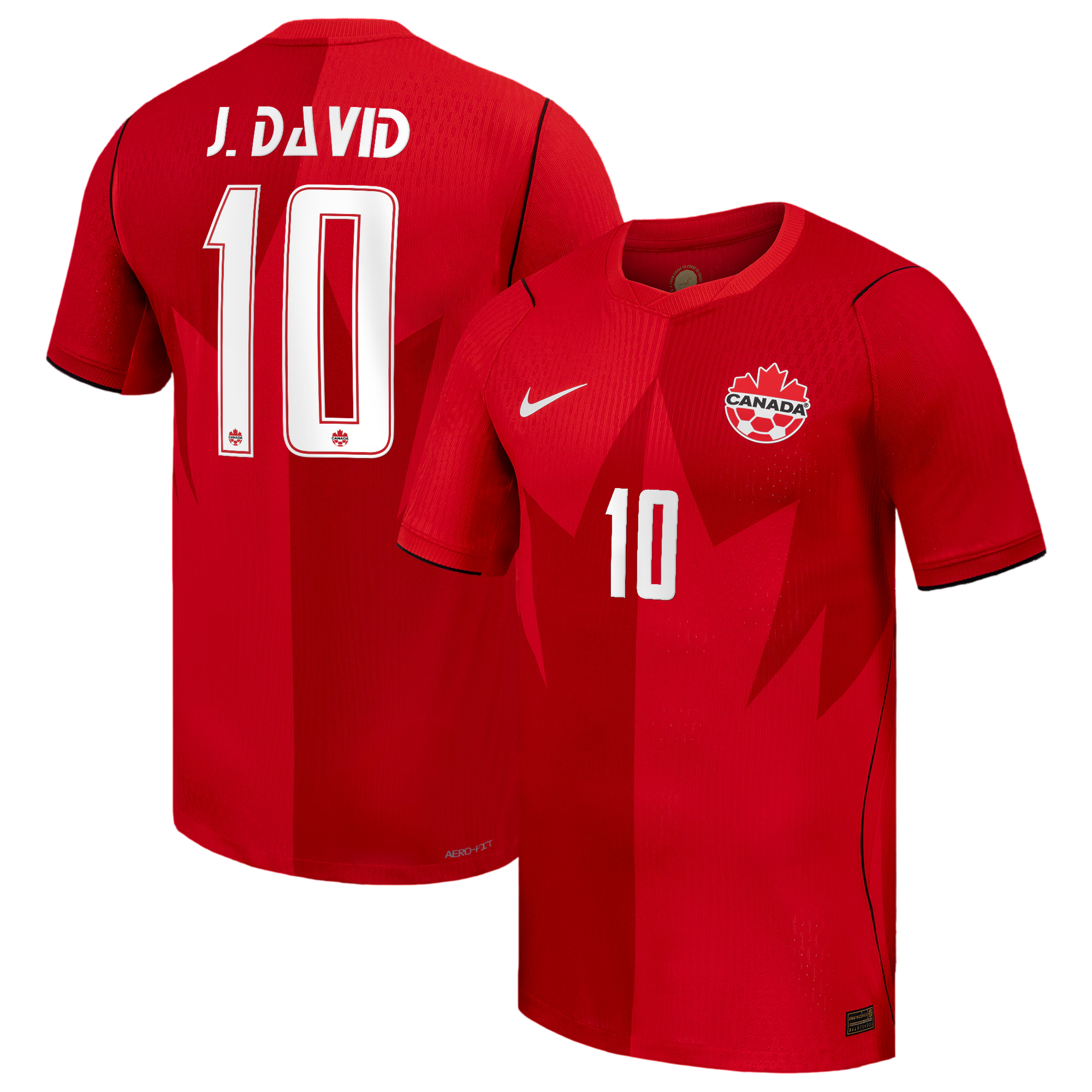 Canada J. DAVID #10 Home World Cup 2026 Jersey Red Men's