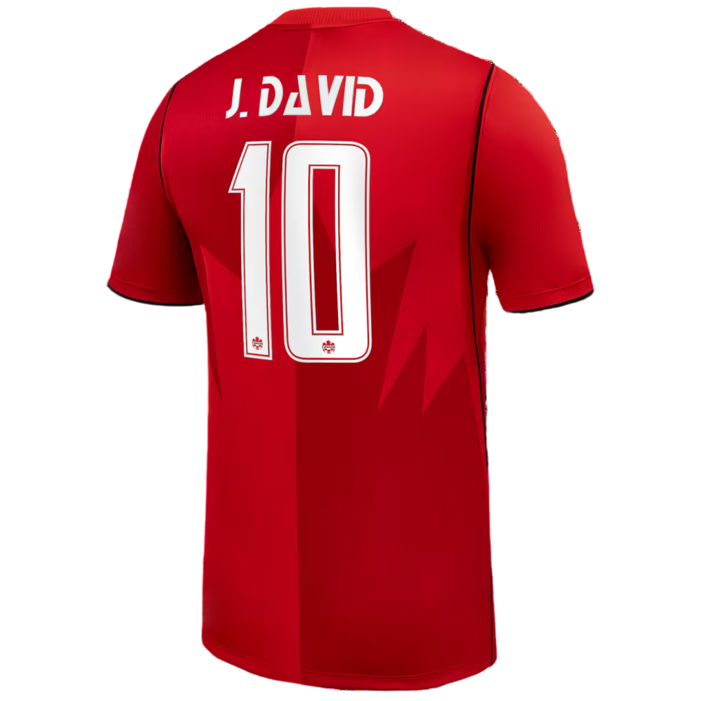Canada J. DAVID #10 Home World Cup 2026 Jersey Red Men's