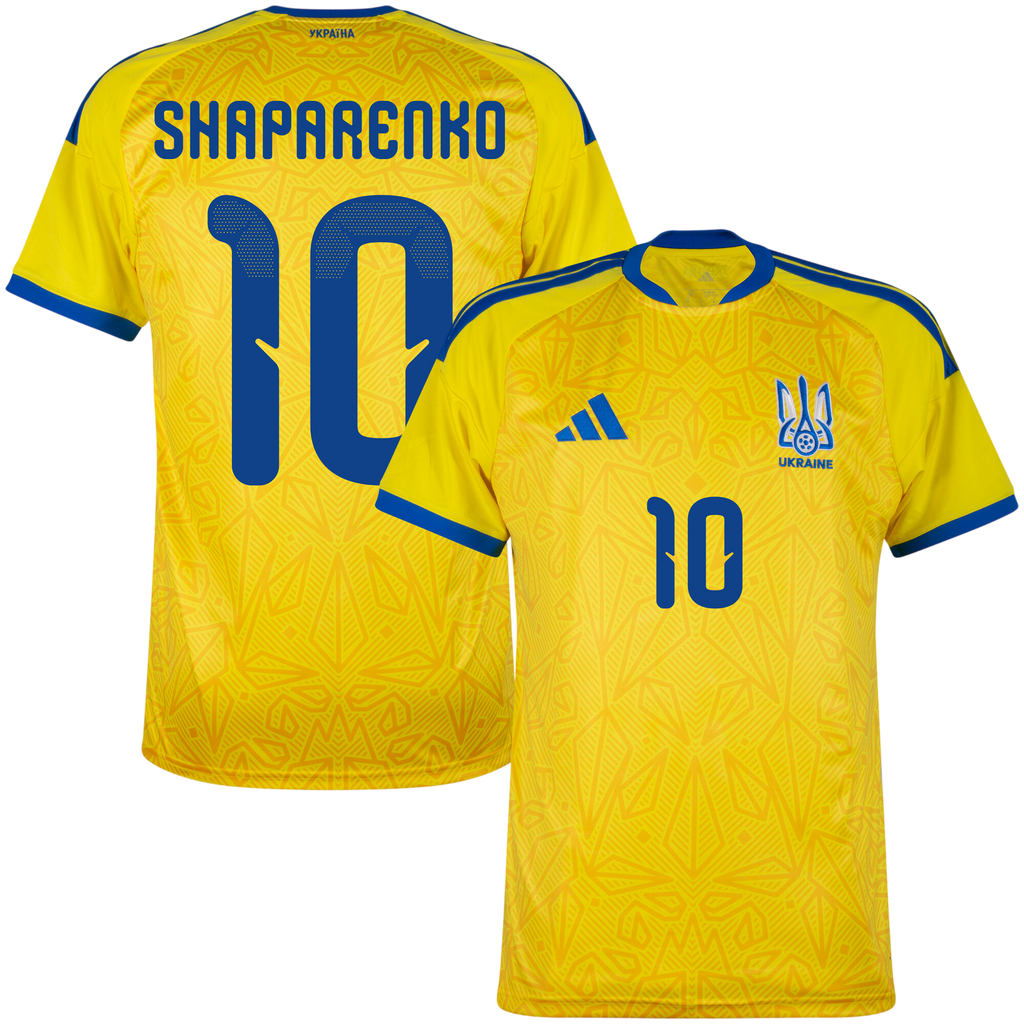 Ukraine SHAPARENKO #10 Home World Cup 2026 Jersey Yellow Men's