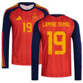 Spain LAMINE YAMAL #19 Home World Cup 2026 Long Sleeve Jersey Red Men's