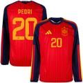 Spain PEDRI #20 Home World Cup 2026 Long Sleeve Jersey Red Men's