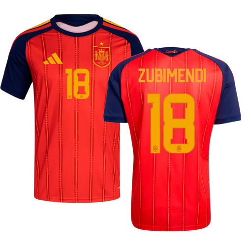 Spain ZUBIMENDI #18 Home World Cup 2026 Jersey Red Men's