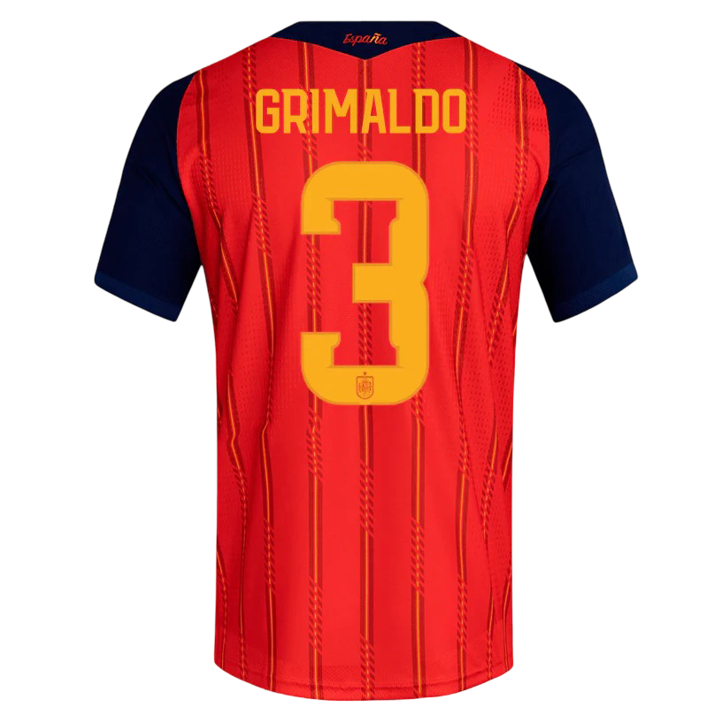 Spain GRIMALDO #3 Home World Cup 2026 Jersey Red Men's