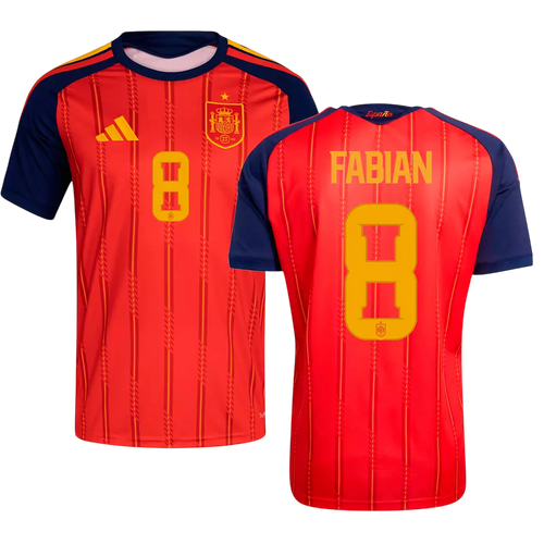 Spain FABIAN #8 Home World Cup 2026 Jersey Red Men's