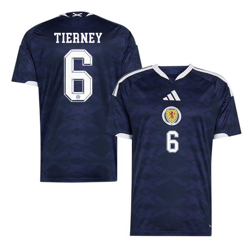 Scotland TIERNEY #6 Home World Cup 2026 Jersey Navy Blue Men's
