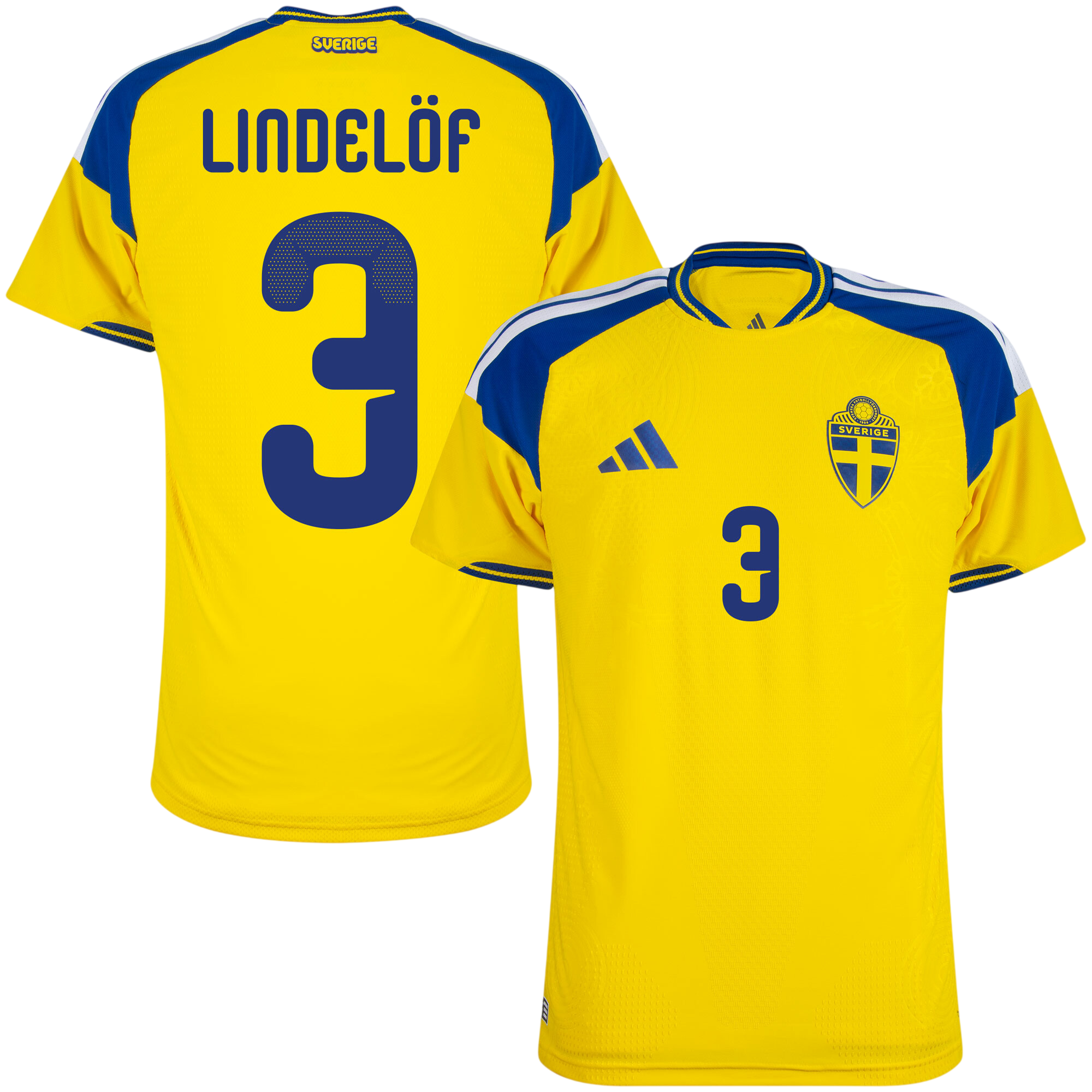 Sweden LINDELÖF #3 Home World Cup 2026 Jersey Player's Version Yellow Men's