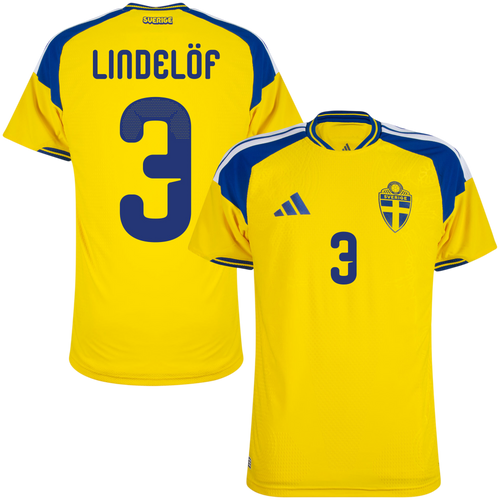 Sweden LINDELÖF #3 Home World Cup 2026 Jersey Player's Version Yellow Men's