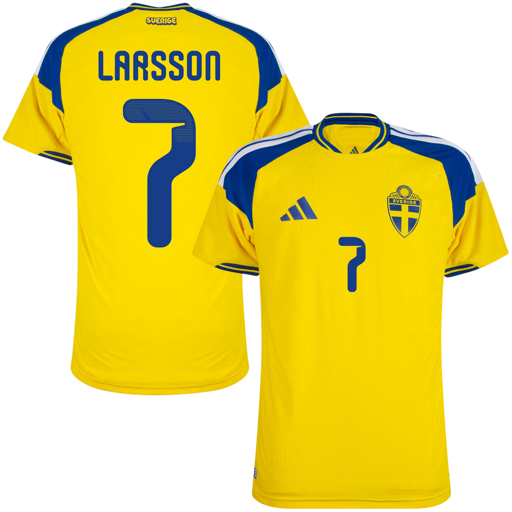 Sweden LARSSON #7 Home World Cup 2026 Jersey Player's Version Yellow Men's