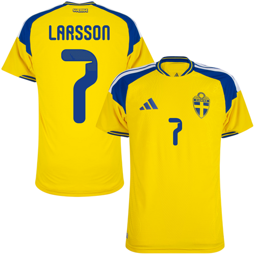 Sweden LARSSON #7 Home World Cup 2026 Jersey Player's Version Yellow Men's