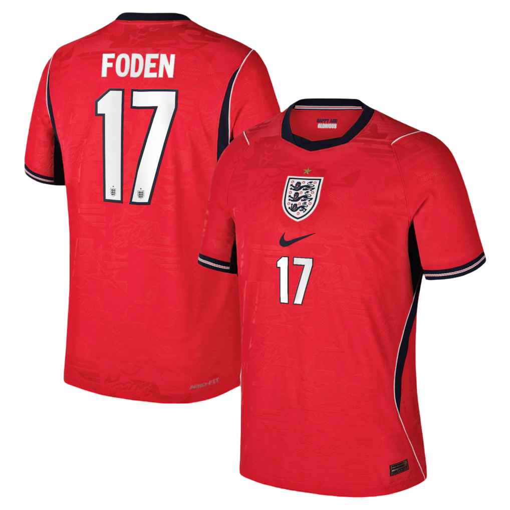 England PHIL FODEN #17 Away World Cup 2026 Jersey Red Men's