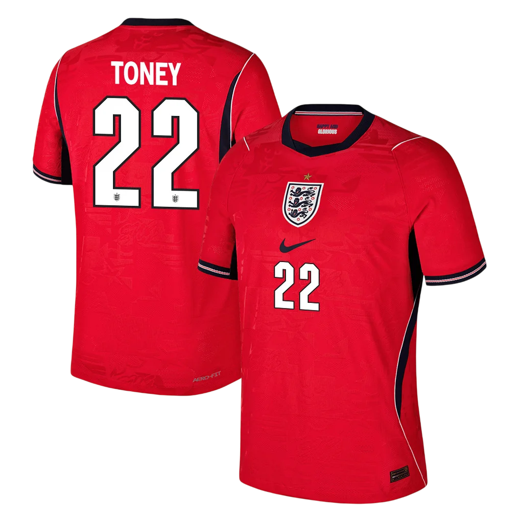 England TONEY #22 Away World Cup 2026 Jersey Red Men's