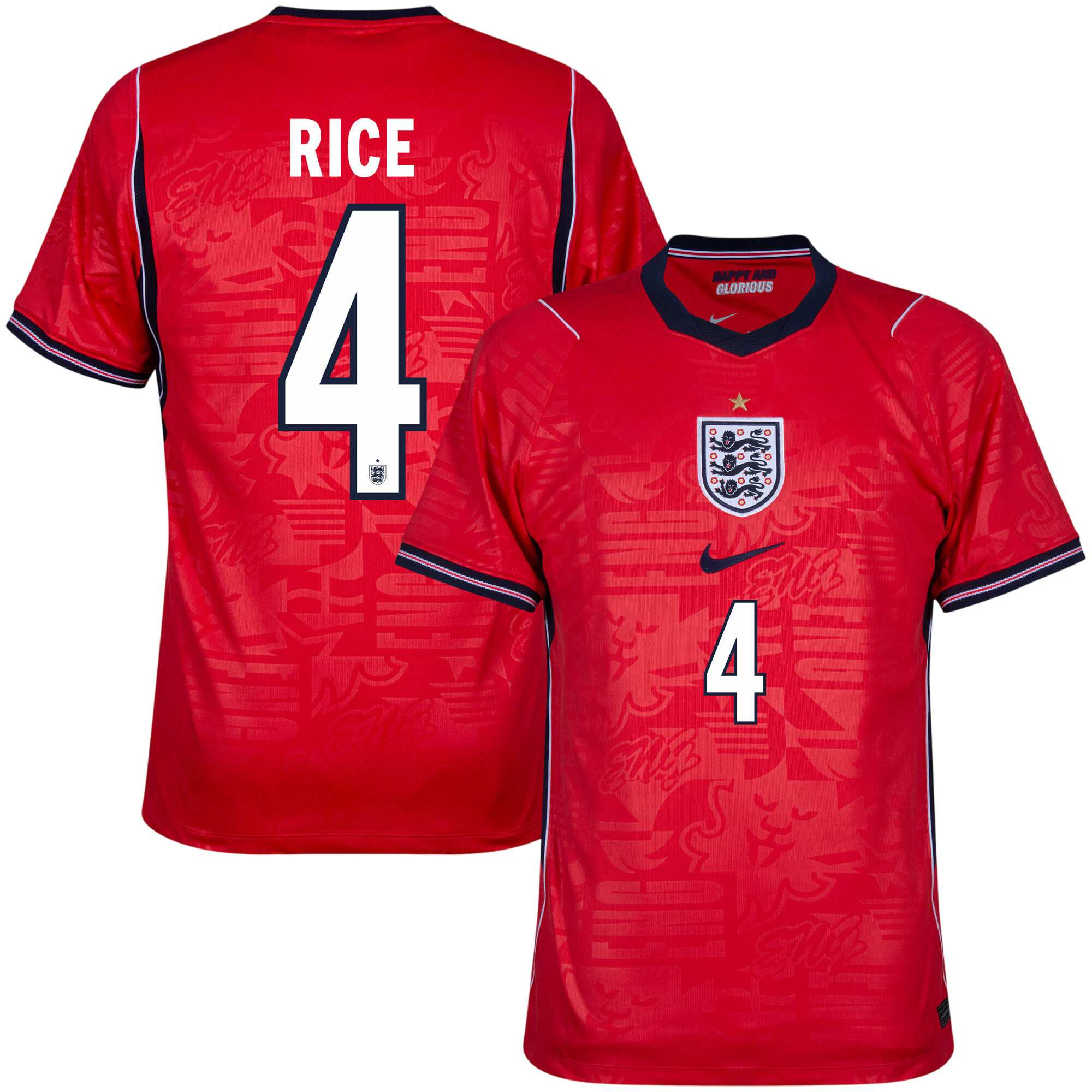 England DECLAN RICE #4 Away World Cup 2026 Jersey Red Men's