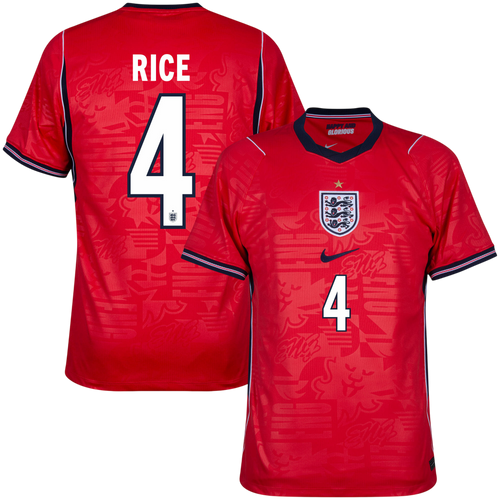 England DECLAN RICE #4 Away World Cup 2026 Jersey Red Men's