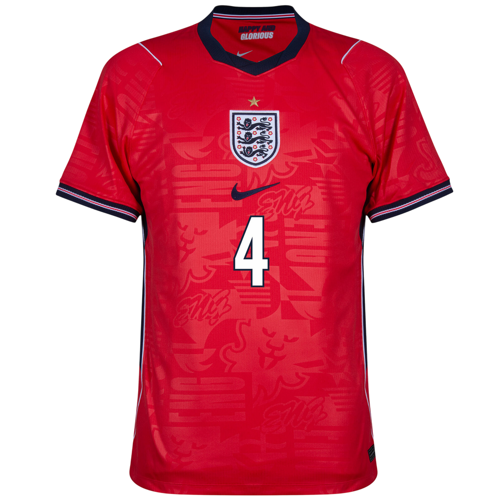 England DECLAN RICE #4 Away World Cup 2026 Jersey Red Men's