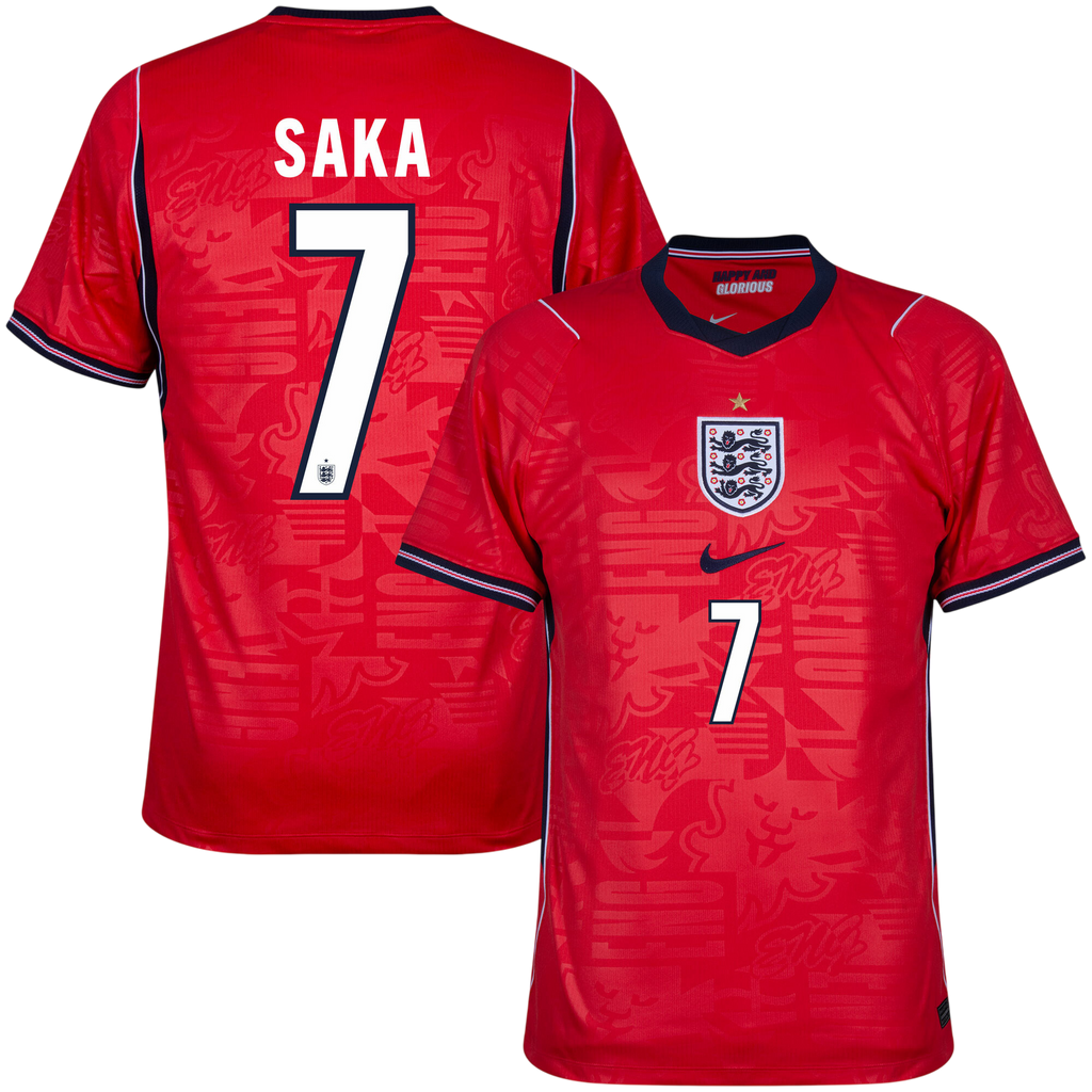 England BUKAYO SAKA #7 Away World Cup 2026 Jersey Red Men's