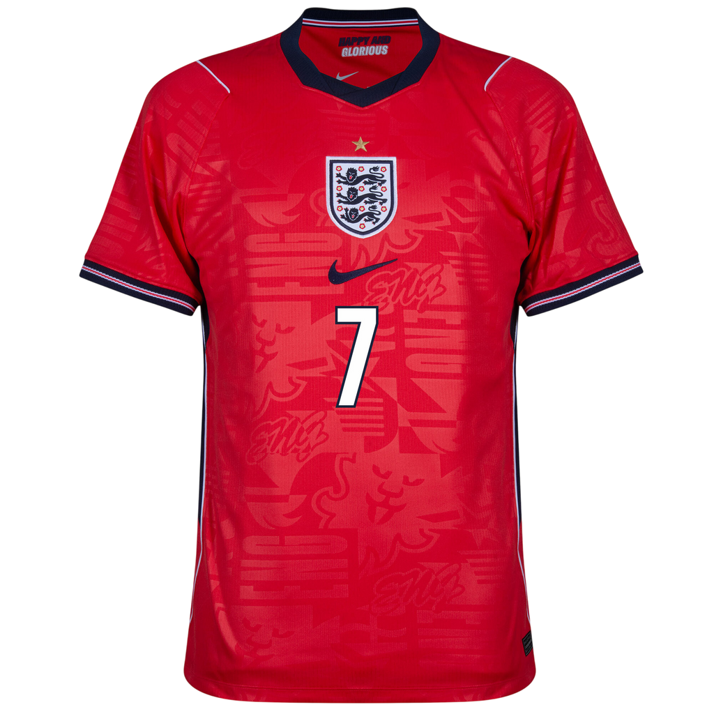 England BUKAYO SAKA #7 Away World Cup 2026 Jersey Red Men's