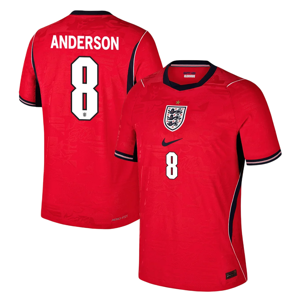 England ANDERSON #8 Away World Cup 2026 Jersey Red Men's